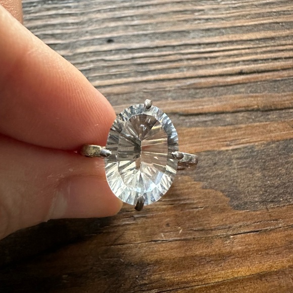 π Large Oval Sterling Cocktail / Engagement Ring π size: 6.5 - Picture 4 of 13